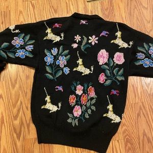 Epic vintage 80s 90s cottage core wool unicorn sweater